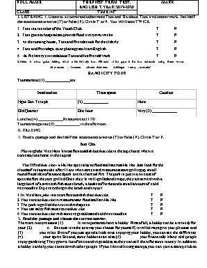 Đề kiểm tra học kì I môn Tiếng Anh Lớp 7 - Năm học 2019-2020 (Có đáp án)